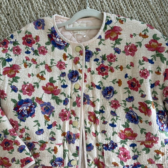 Sezane Floral Cream Jacket with Multicolor Roses - Picture 4 of 7